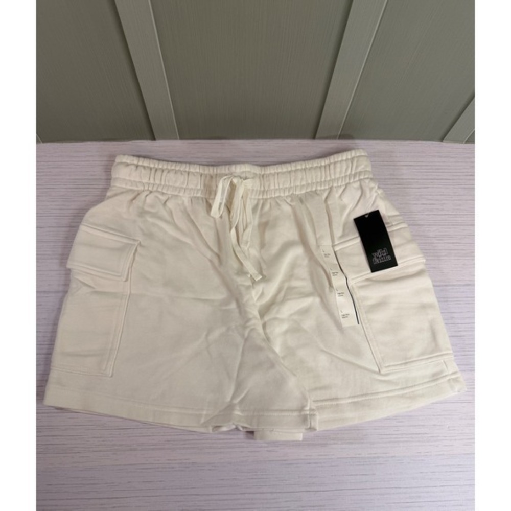Wild Fable Womens Large High-Rise Cargo Sweat Shorts White NWT New
